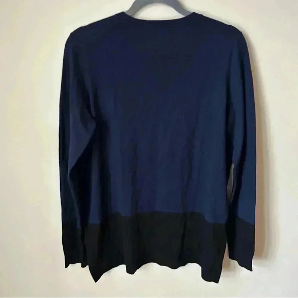 Vince Navy Blue Black Colorblock Long Sleeve Cashmere Blend Sweater Size Large - Picture 6 of 7
